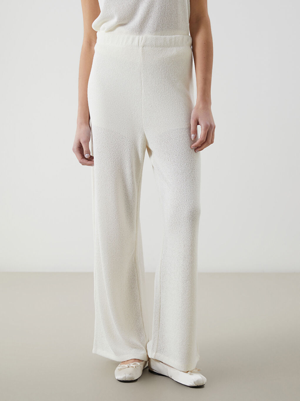 LCW Vision Elastic Waist Wide Leg Women's Trousers -S5IG92Z8-FDH