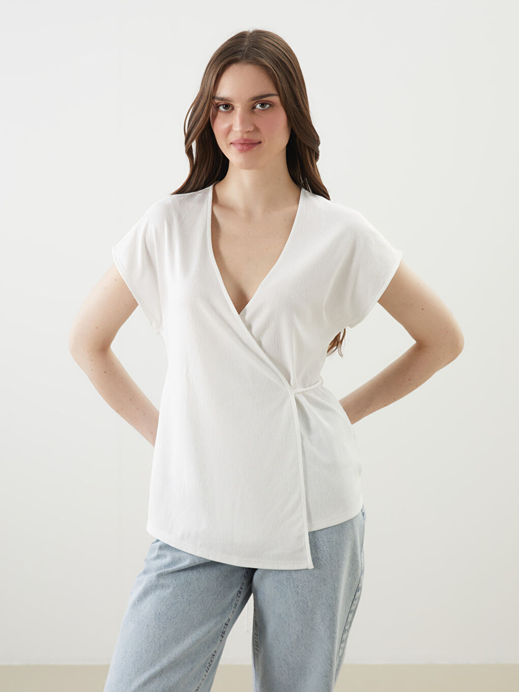 LCW Vision Double Breasted Textured Blouse -S5IH02Z8-R9J