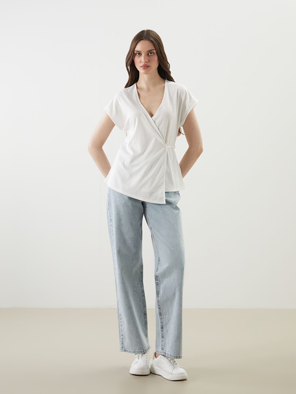 LCW Vision Double Breasted Textured Blouse -S5IH02Z8-R9J