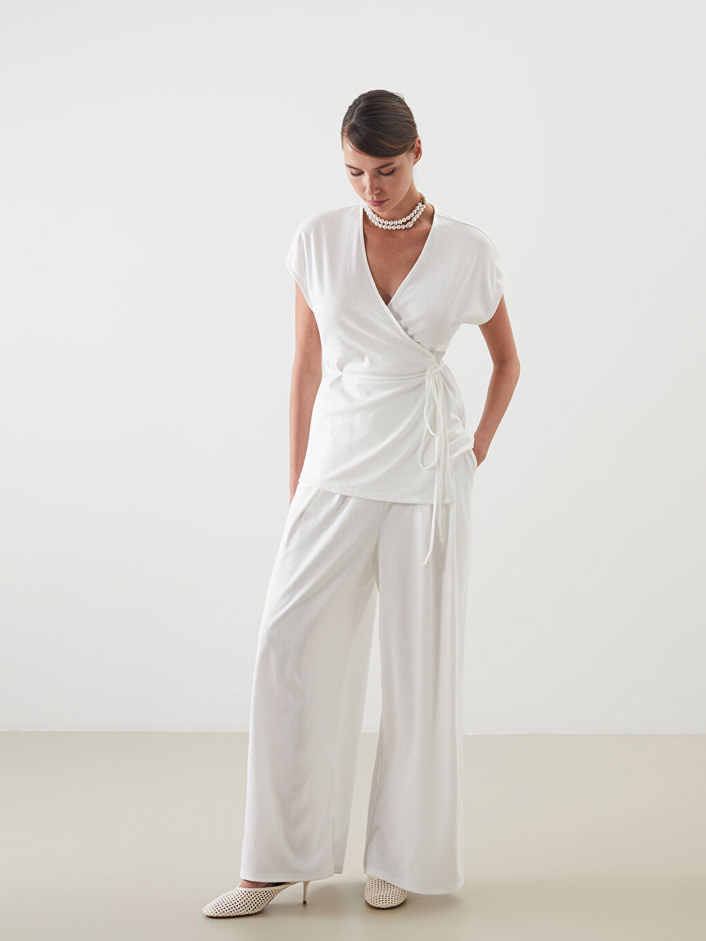 LCW Vision Pantalone od palačinke sa elastičnim strukom za žene -S5IH04Z8-R9J