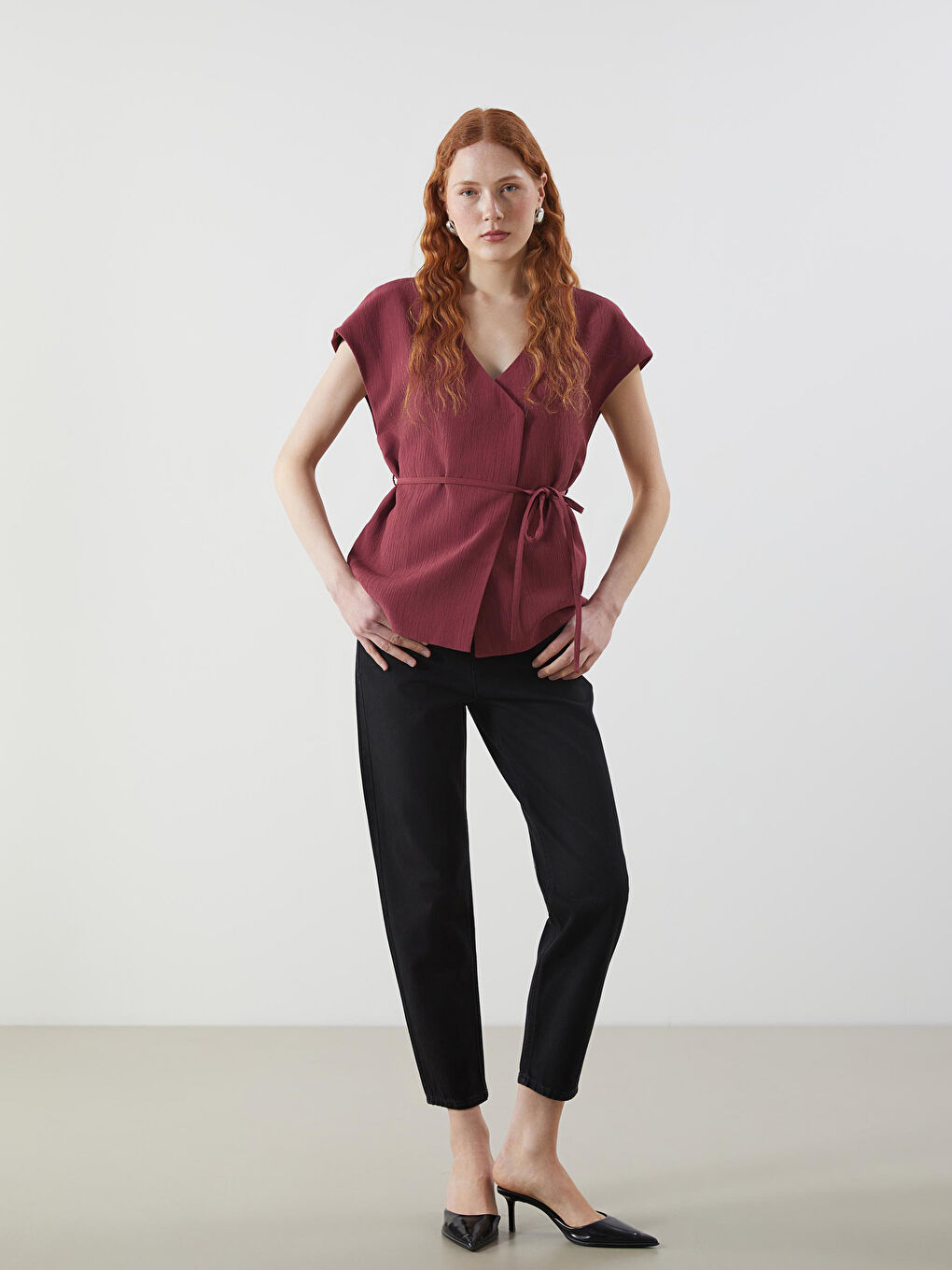 Elastic Waist Slouchy Fit Women's Jean Trousers -S5IH09Z8-327