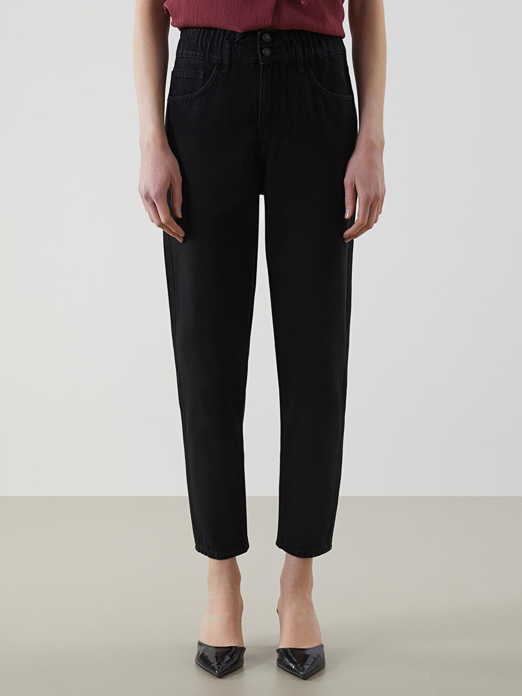 Elastic Waist Slouchy Fit Women's Jean Trousers -S5IH09Z8-327
