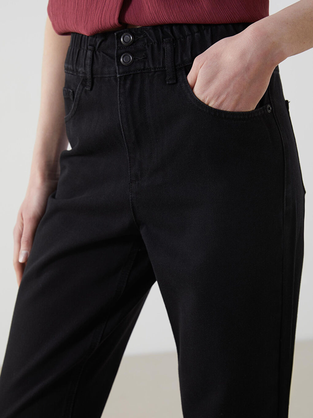 Elastic Waist Slouchy Fit Women's Jean Trousers -S5IH09Z8-327