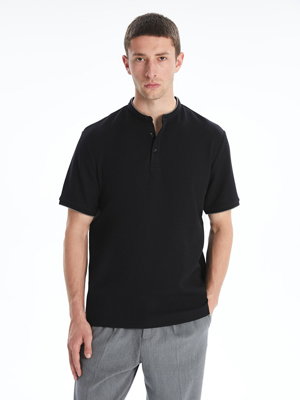 LC Waikiki Grandad Collar Short Sleeve Men's T-Shirt -S5II48Z8-CVL