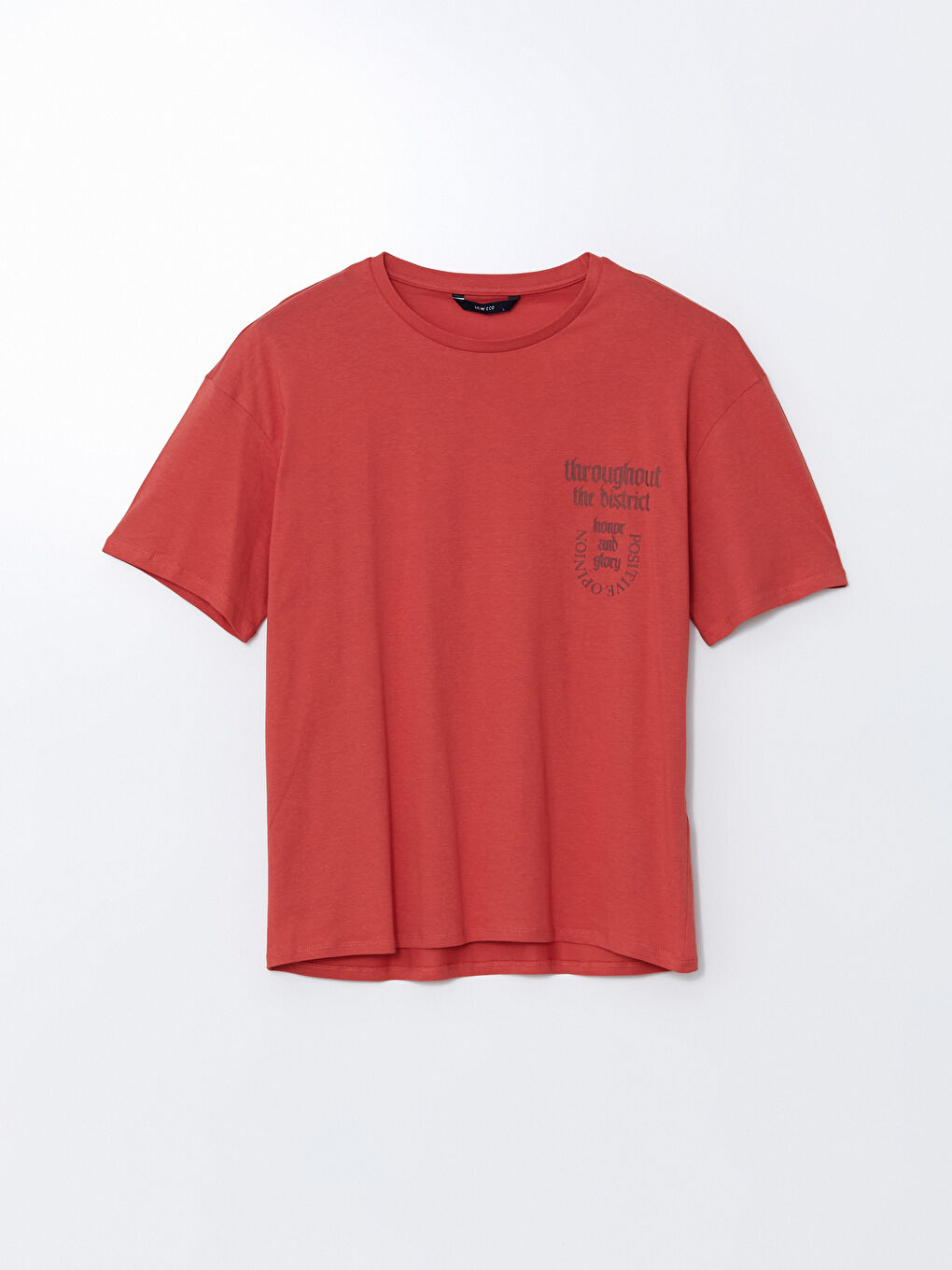 Kırmızı Bisiklet Yaka Kısa Kollu Baskılı Penye Erkek Tişört