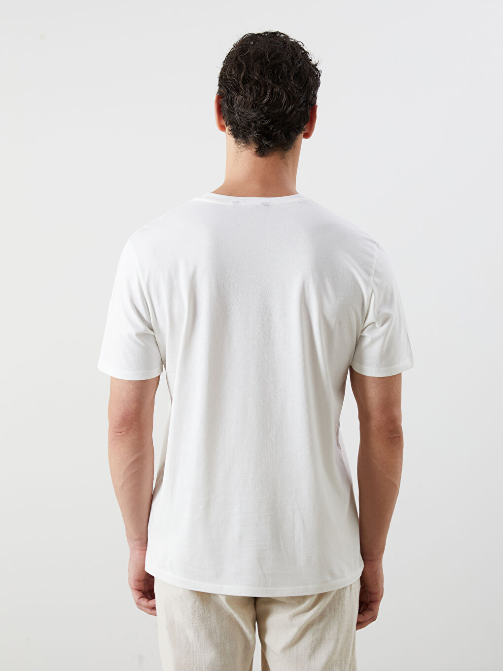 Crew Neck Short Sleeve Printed Combed Cotton Men's T-shirt-3