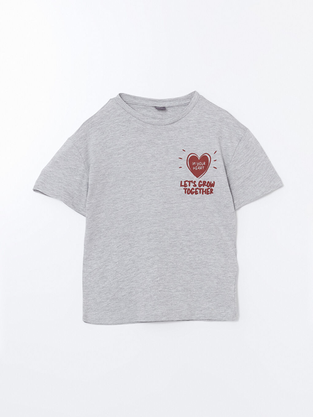 Gri Bisiklet Yaka Kız Çocuk Tişört