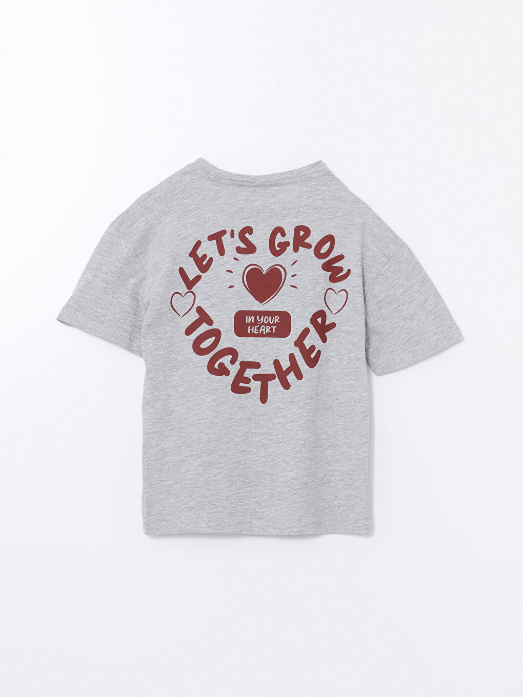 Gri Bisiklet Yaka Kız Çocuk Tişört-2