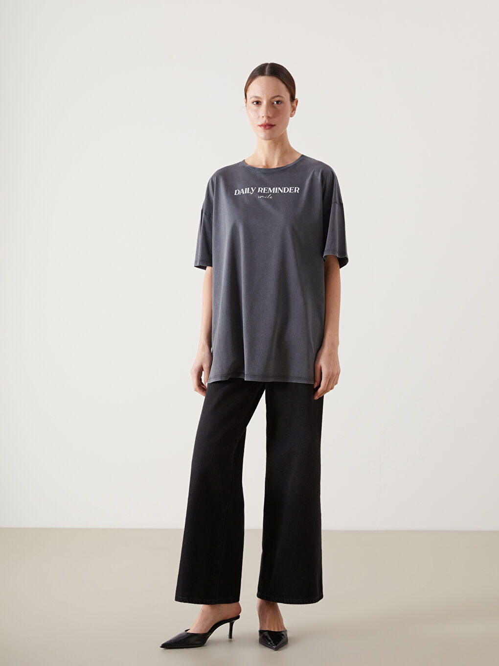 LCW ECO Γυναίκα ΑΝΘΡΑΚΙ T-shirt -S5IJ15Z8-SFS