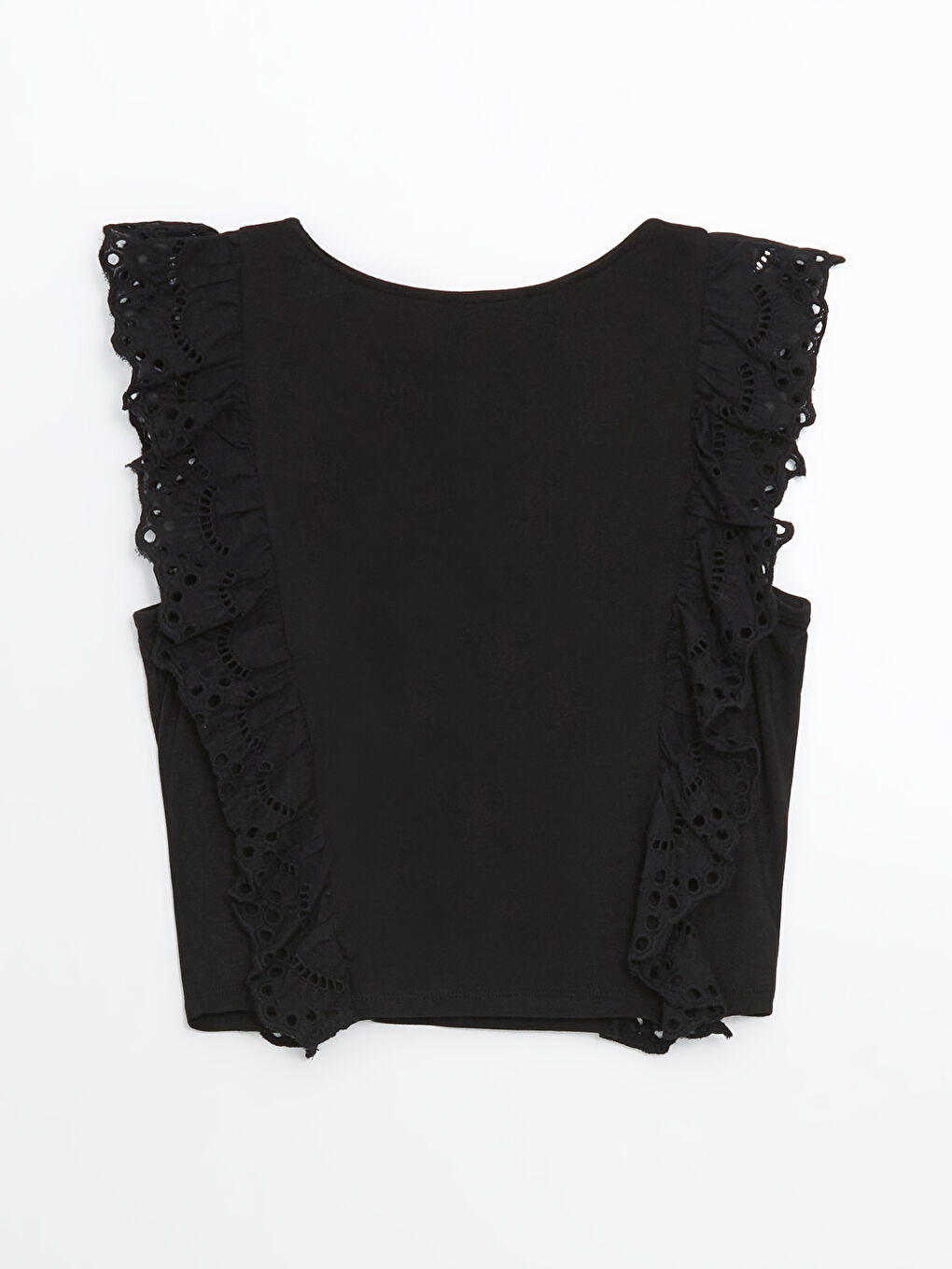 Square Collar Openwork Camisole Broderie Frilled Women's T-Shirt-5