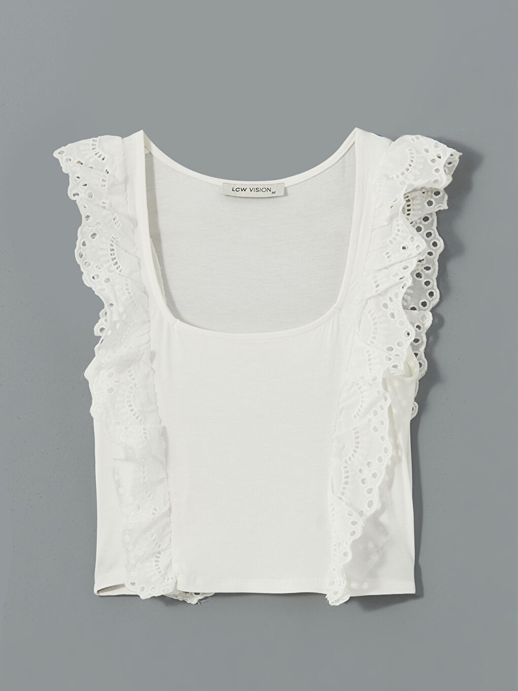 LCW ECO Square Neck Lace Crop Women's Blouse -S5IJ19Z8-R9J
