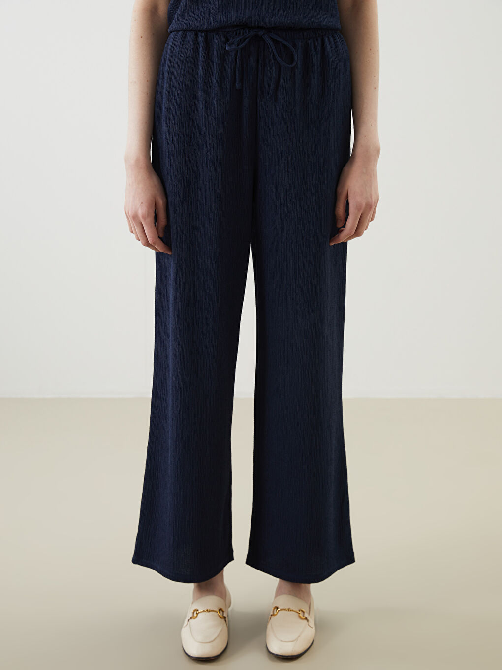LCW Vision Elasticated Waist Textured Women's Trousers -S5IJ28Z8-HRC