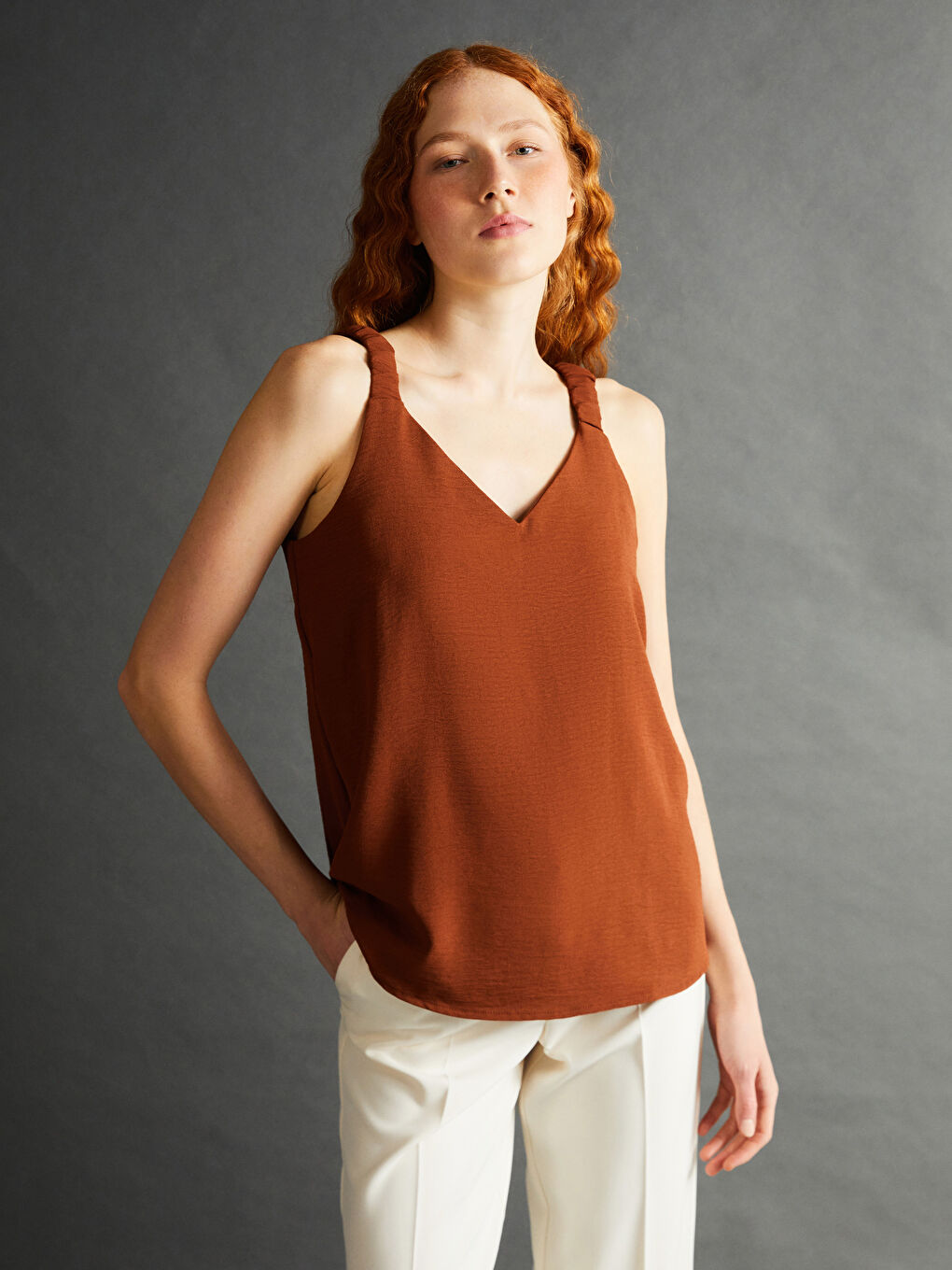V-Neck Women's Blouse -S5IJ35Z8-YHQ
