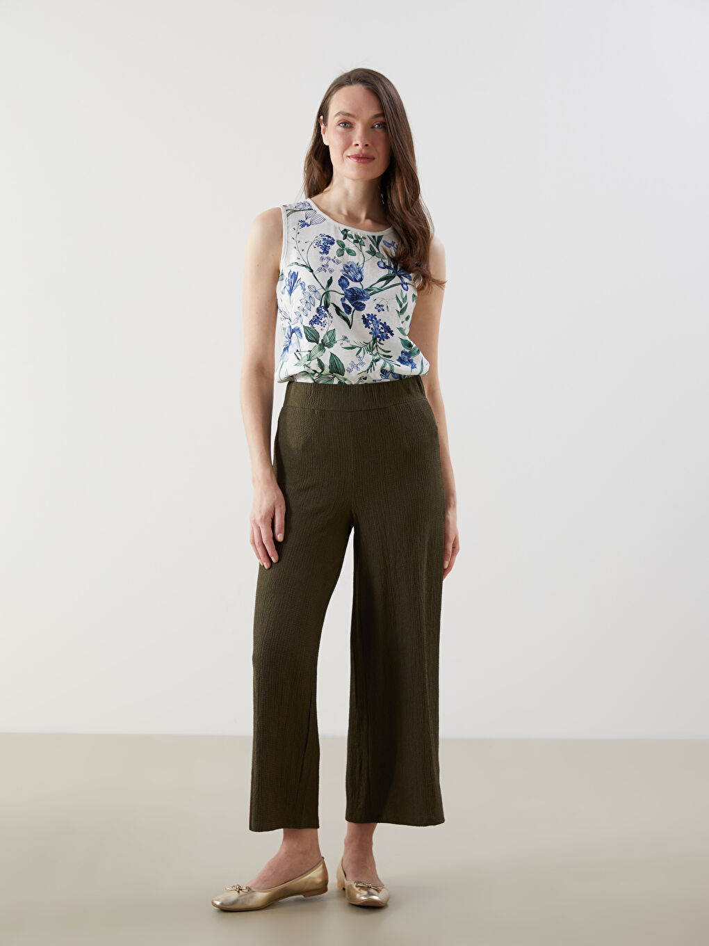 Elastic Waist Textured Women'S Skirt Pant -S5IJ41Z8-HDJ