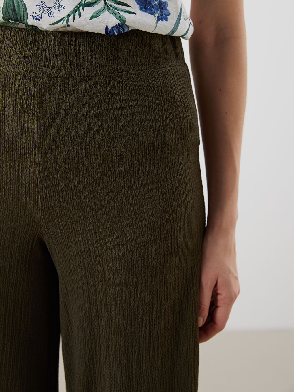 Elastic Waist Textured Women'S Skirt Pant -S5IJ41Z8-HDJ