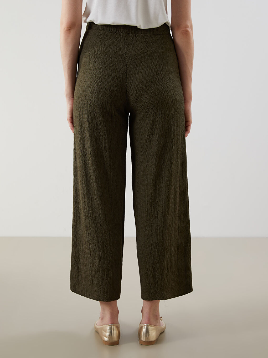 Elastic Waist Textured Women'S Skirt Pant -S5IJ41Z8-HDJ
