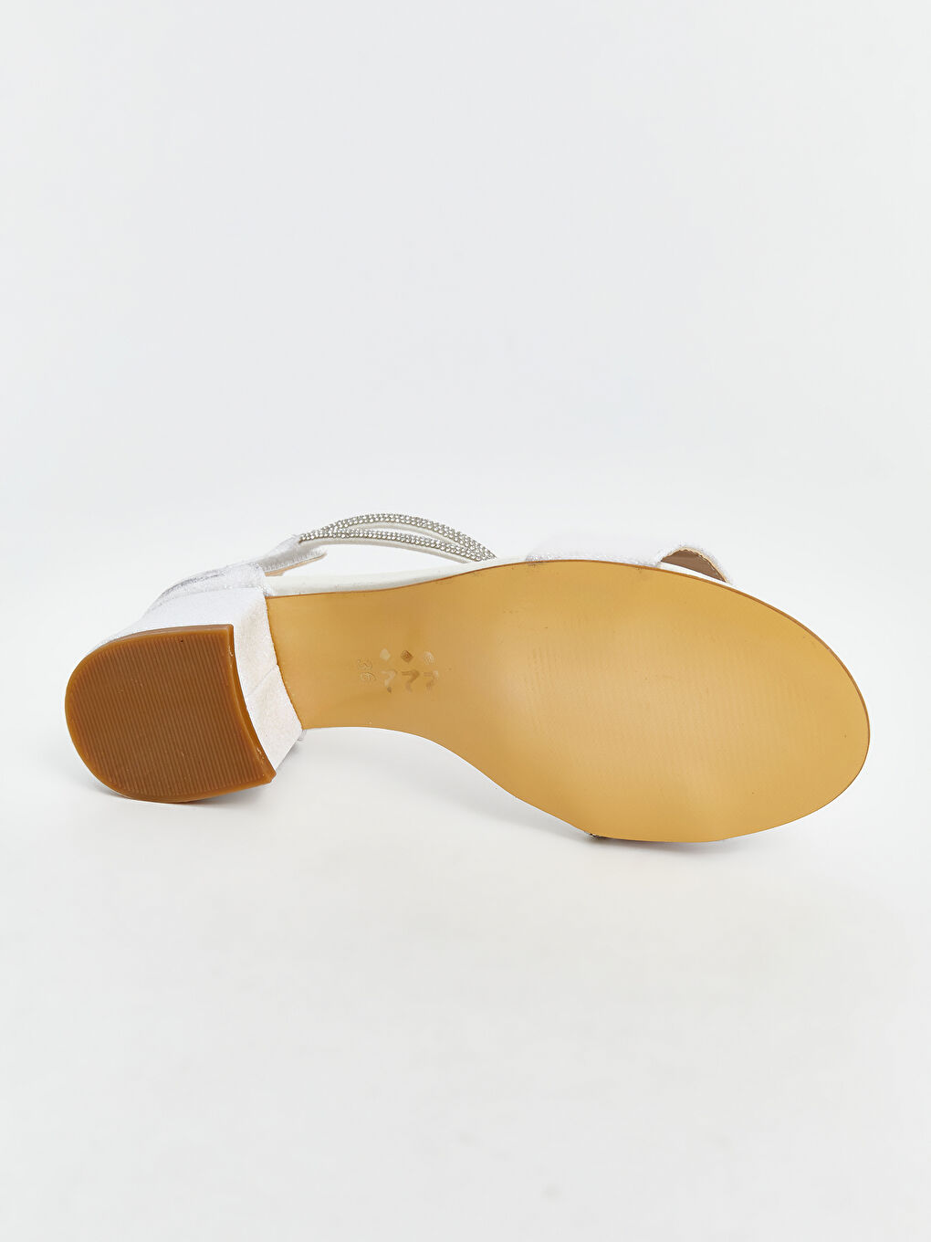 Beyaz Deri Görünümlü Kız Çocuk Topuklu Sandalet-3