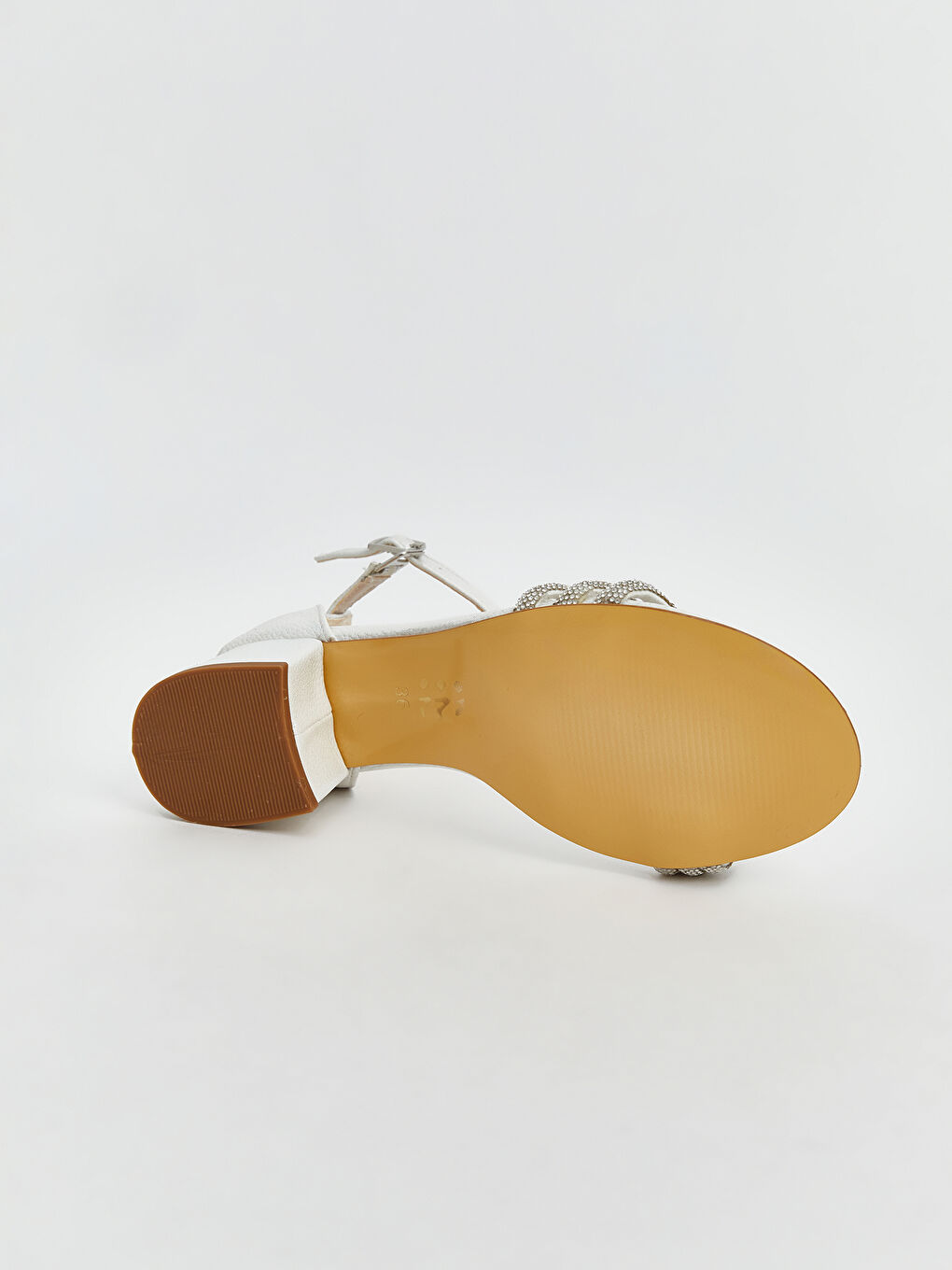 Beyaz Taş Detaylı Topuklu Kız Çocuk Ayakkabı-3