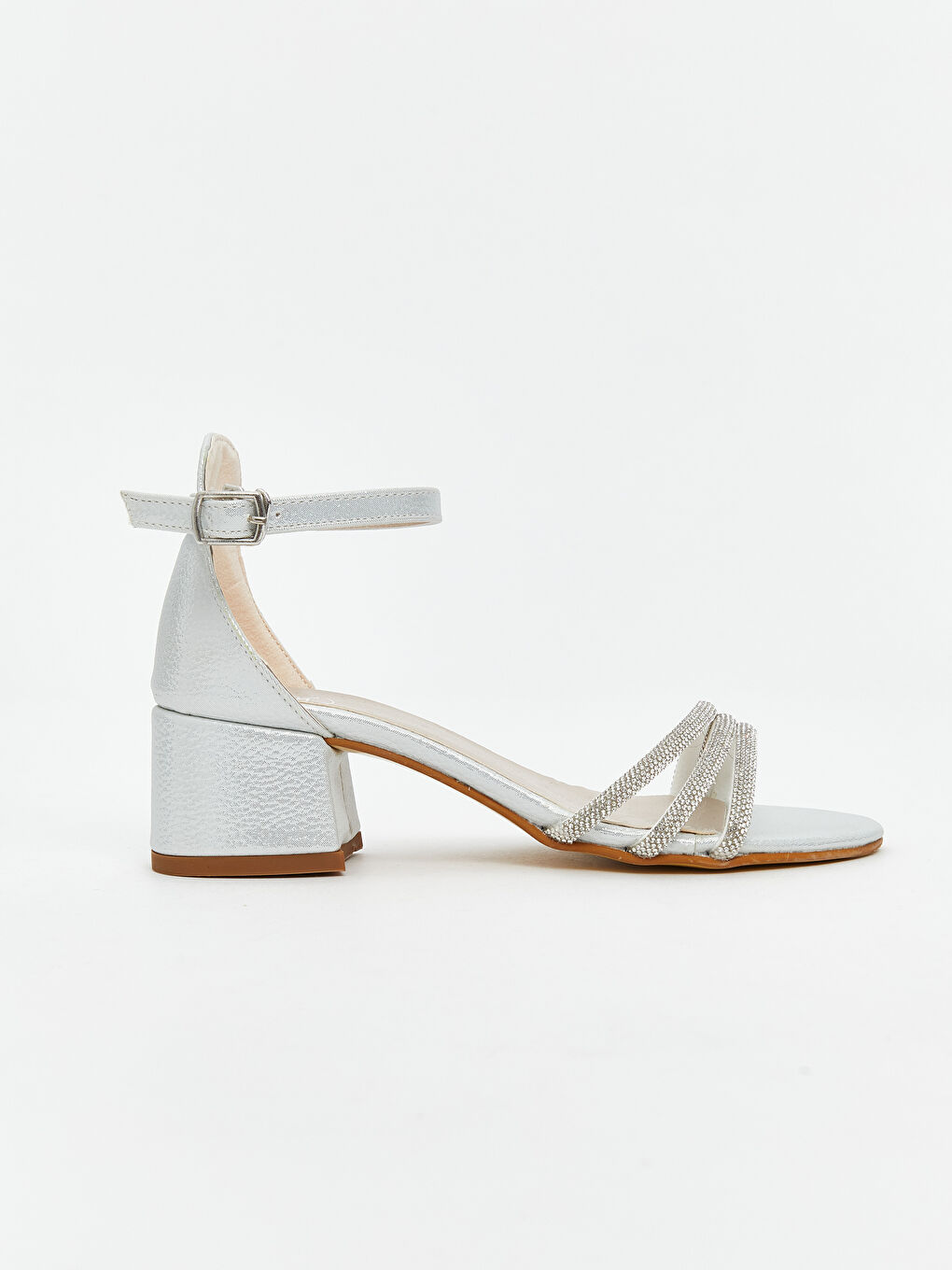 Gri Taş Detaylı Topuklu Kız Çocuk Ayakkabı-1