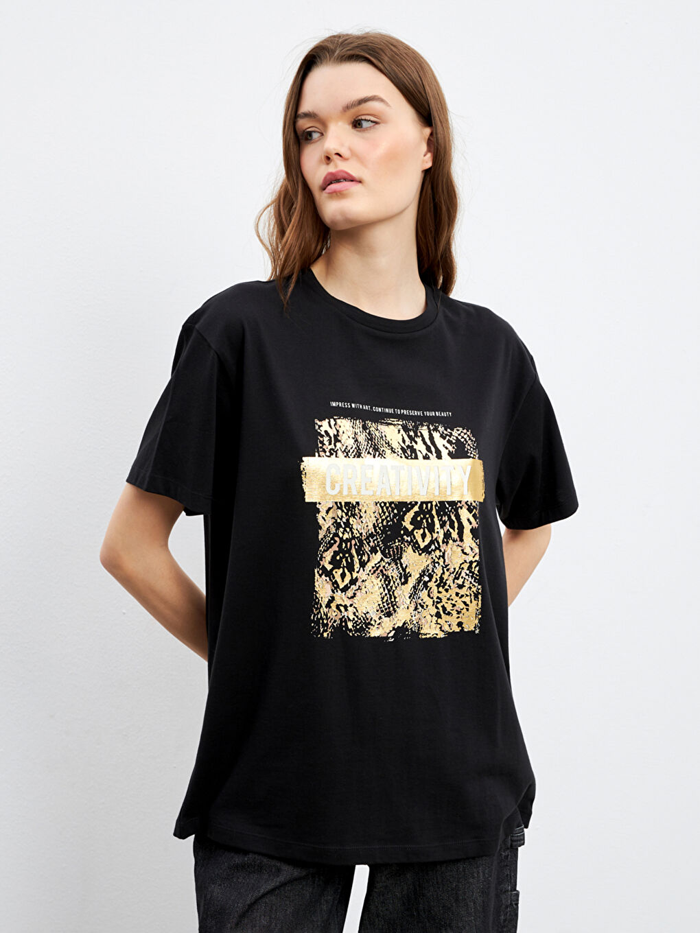 Crew Neck Printed Women's T-Shirt -S5IJ62Z8-CVL