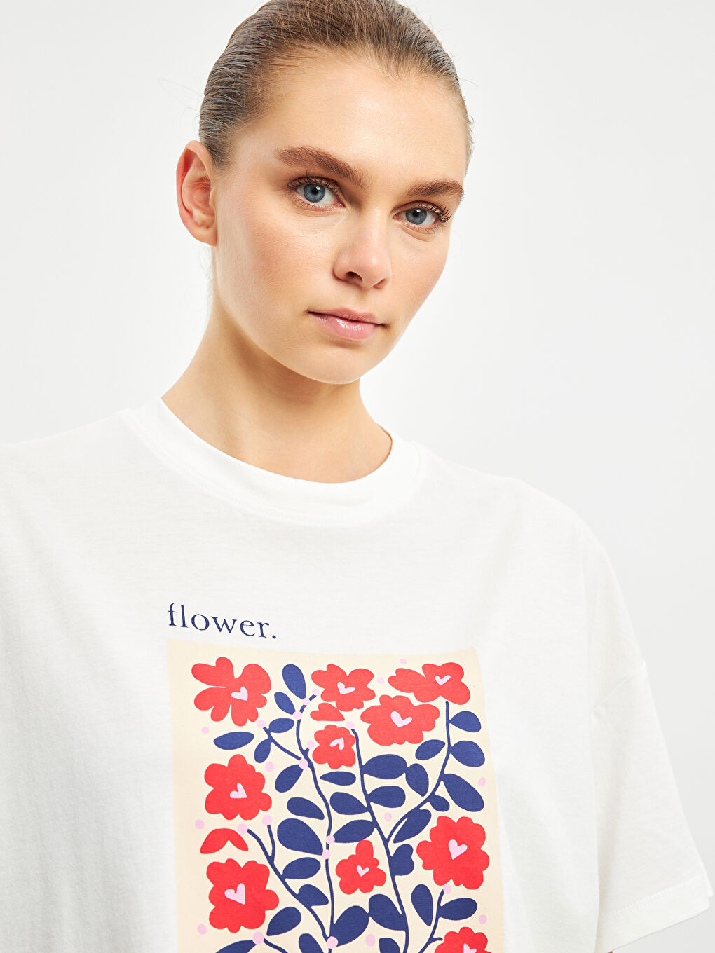 Crew Neck Floral Oversize Women's T-Shirt -S5IJ66Z8-FEF