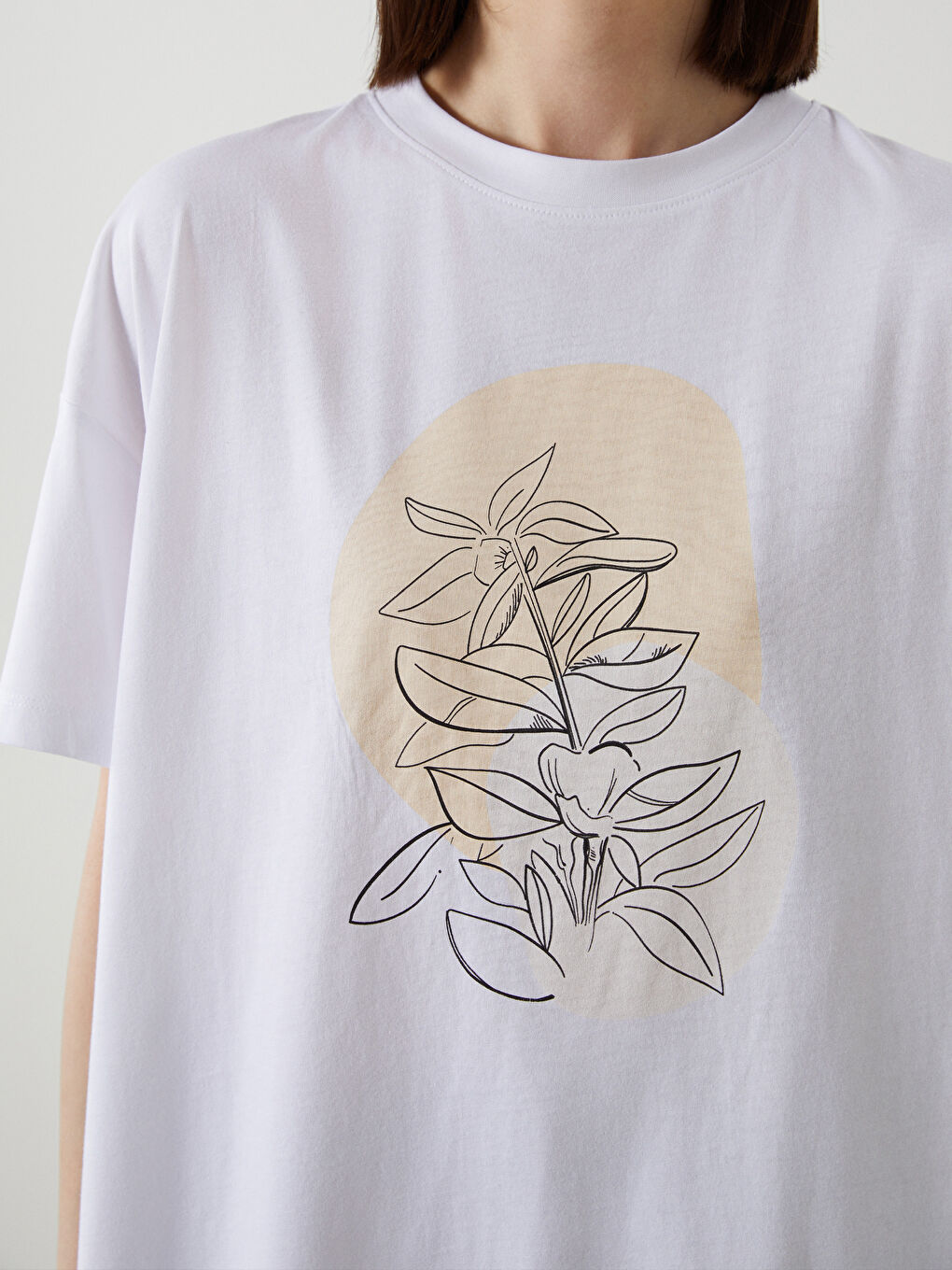 Crew Neck Floral Oversize Women's T-Shirt -S5IJ66Z8-Q6K
