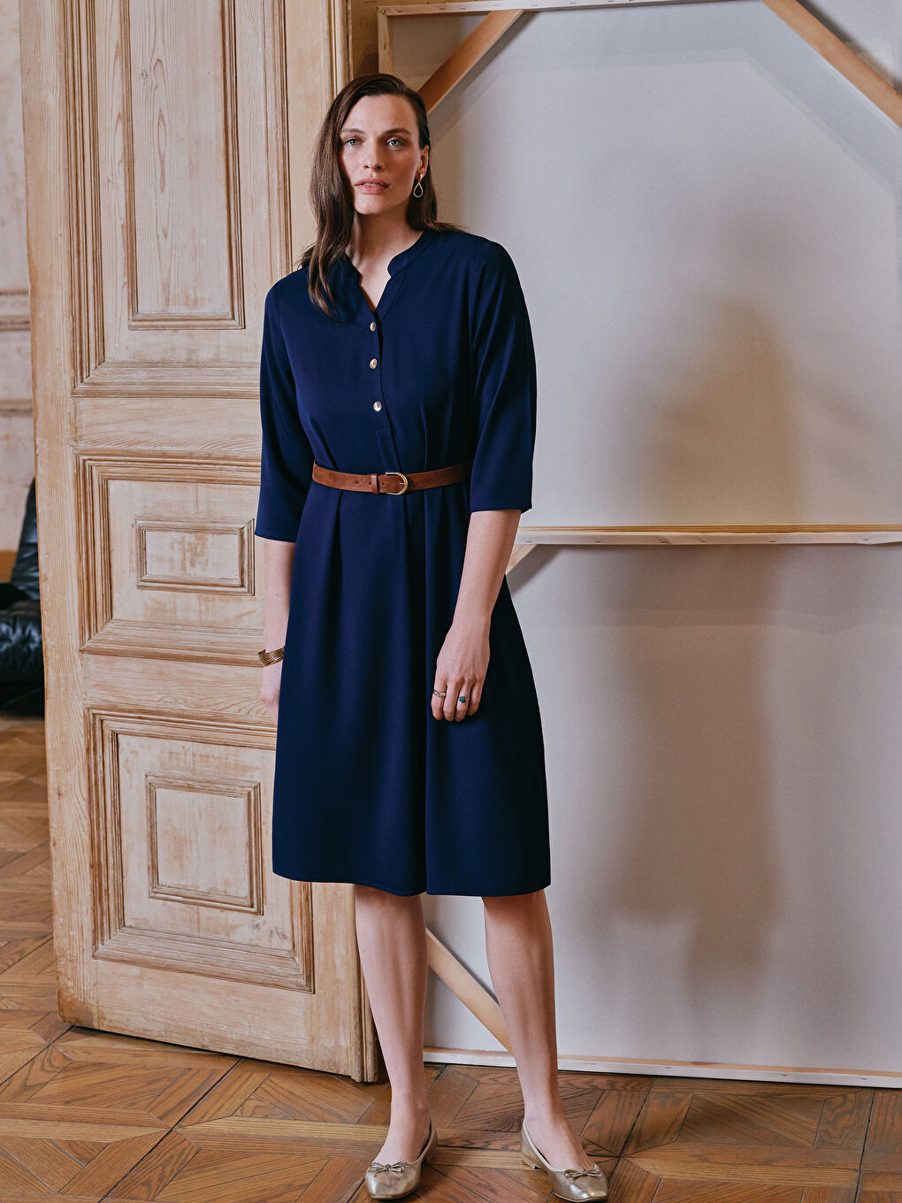 Henley Neckline A Form Women’S Dress -S5IJ72Z8-E1J