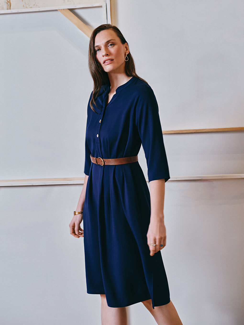 Henley Neckline A Form Women’S Dress -S5IJ72Z8-E1J