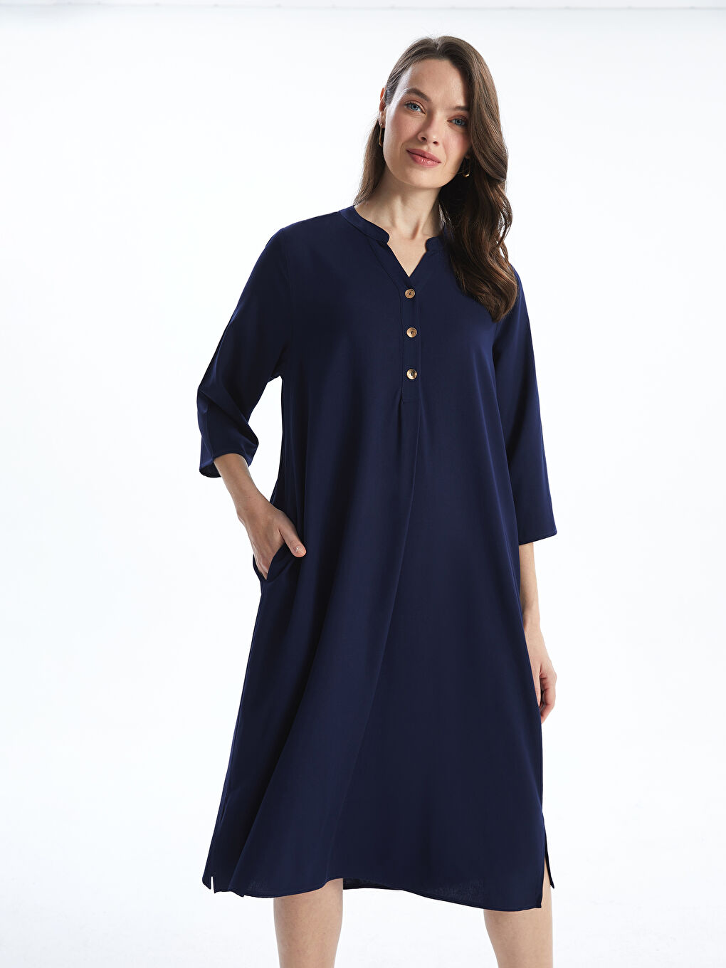 Henley Neckline A Form Women’S Dress -S5IJ72Z8-E1J