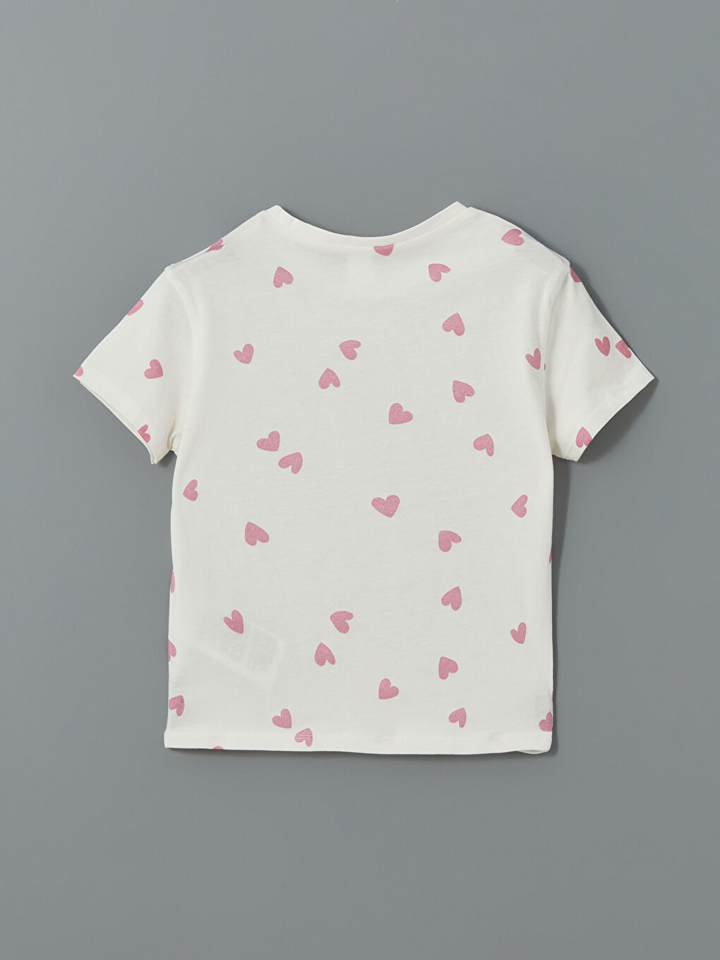 Ekru Bisiklet Yaka Baskılı Kız Çocuk Tişört-1