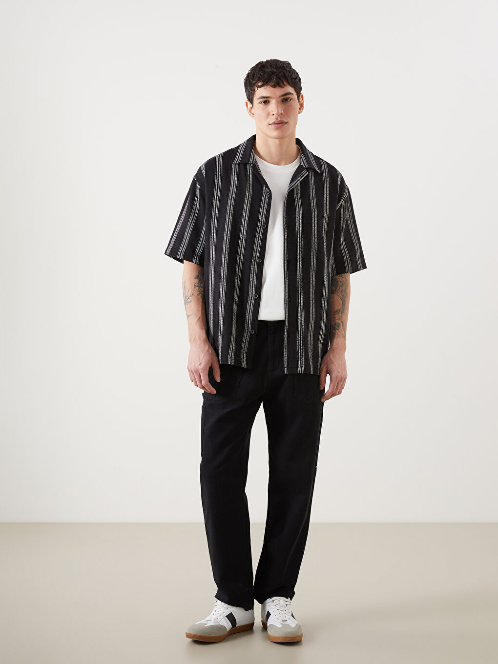Regular Fit Short Sleeve Striped Men's Shirt -S5IK27Z8-LEG