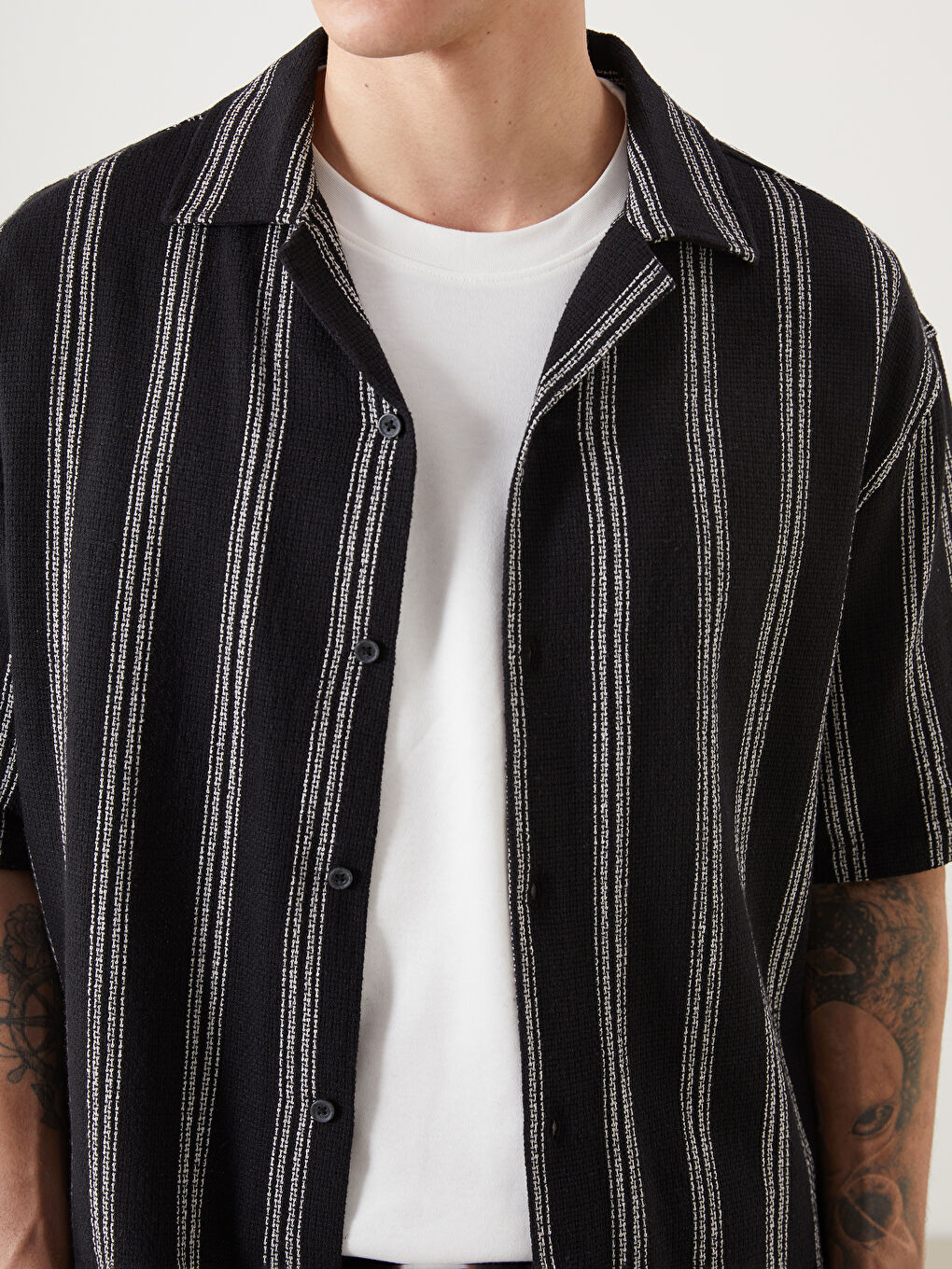 Regular Fit Short Sleeve Striped Men's Shirt -S5IK27Z8-LEG