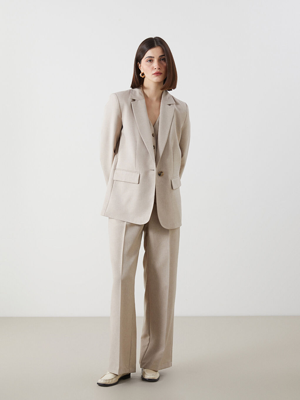 LCW Vision Bej Kadın Blazer Ceket - 1