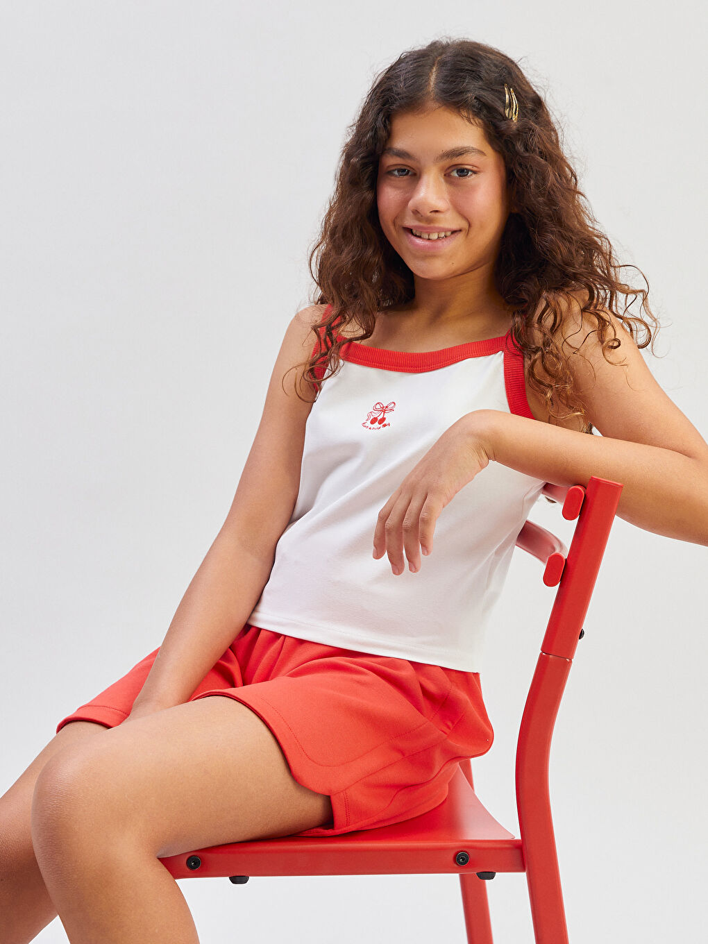 LCW Kids Kvadratna Kragna Devojčice Kratka Top Majica -S5IK66Z4-R9J
