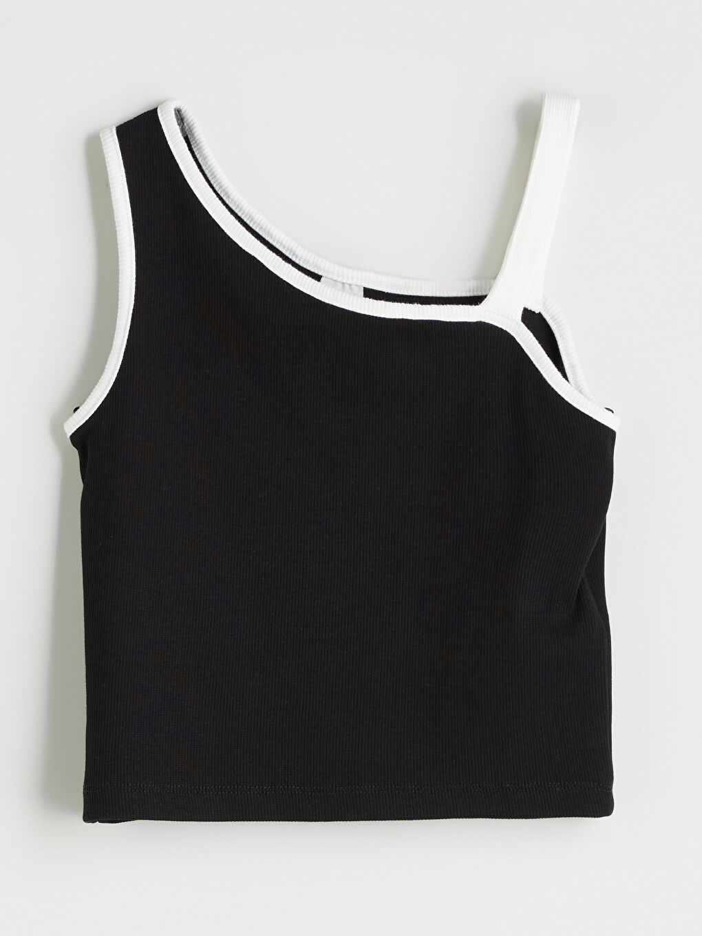 Siyah Asimetrik Yaka Kız Çocuk Crop Atlet-7