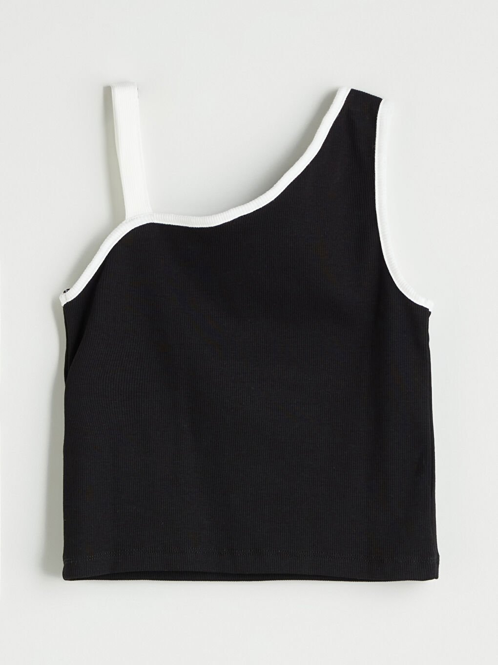 Siyah Asimetrik Yaka Kız Çocuk Crop Atlet-5