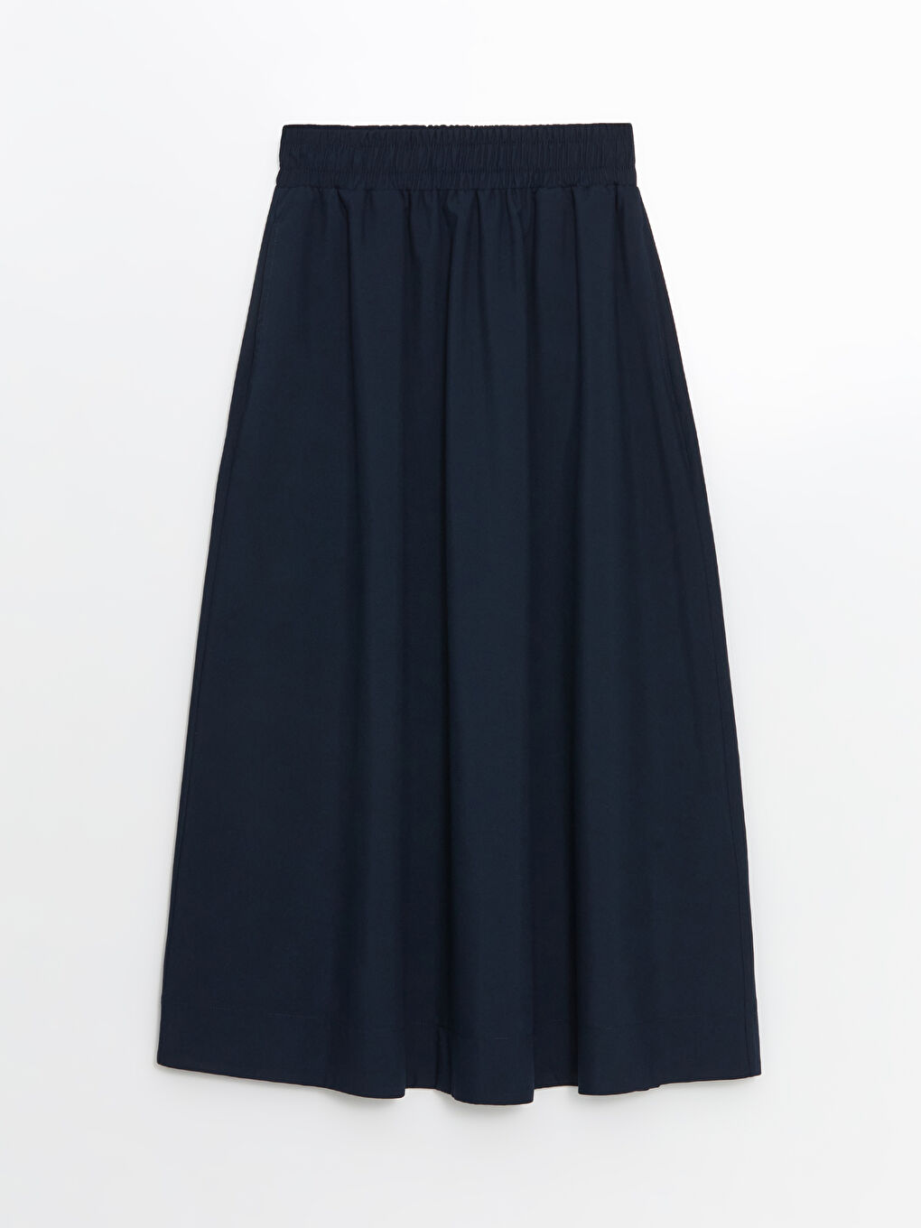 Lacivert Beli Lastikli Kadın Etek-4