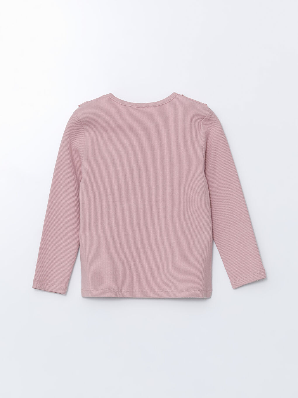 Pembe Fırfır Detaylı Bisiklet Yaka Kız Çocuk Tişört-1