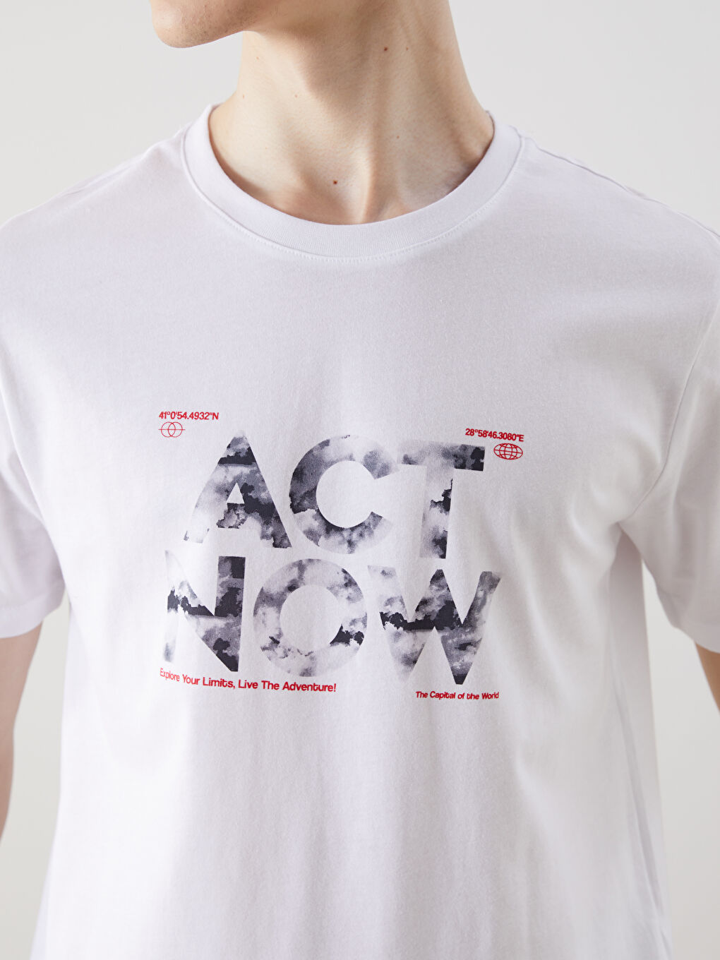 Crew Neck Printed Men's T-Shirt -S5IL26Z8-Q6K