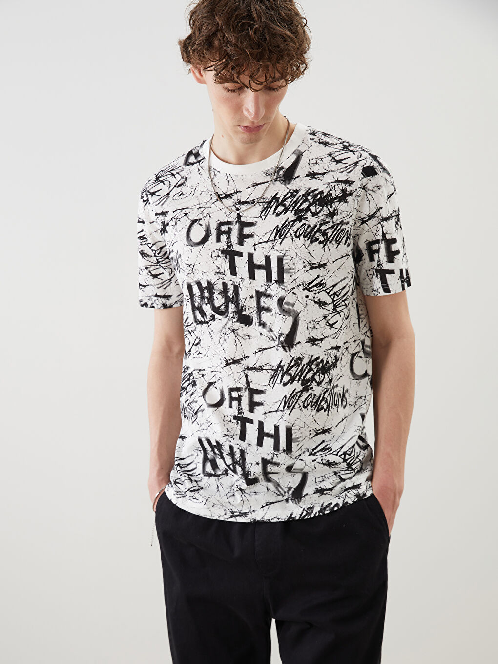 Crew Neck Printed Jersey Men's T-Shirt -S5IL36Z8-R9J
