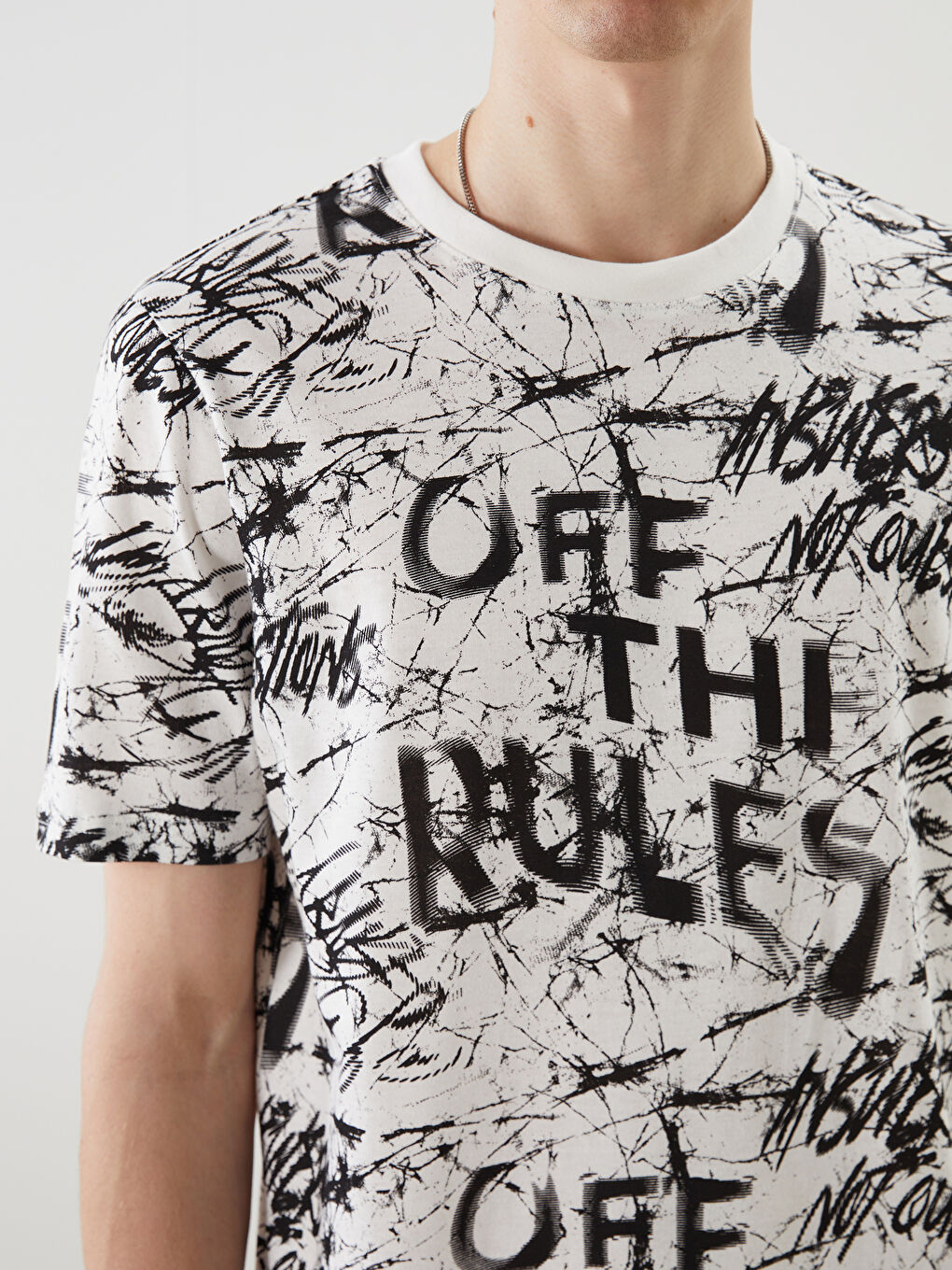 Crew Neck Printed Jersey Men's T-Shirt -S5IL36Z8-R9J