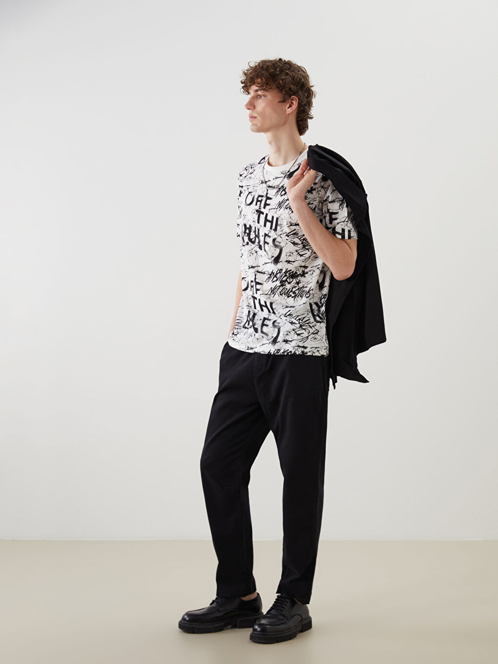 Crew Neck Printed Jersey Men's T-Shirt -S5IL36Z8-R9J