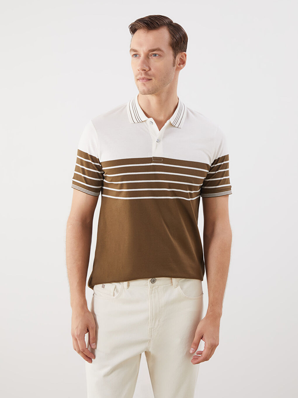LCWAIKIKI Classic Polo Neck Striped Jersey Men's T-Shirt -S5IL38Z8-LGE