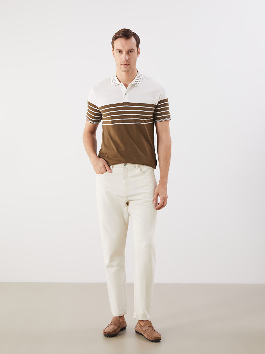 LCWAIKIKI Classic Polo Neck Striped Jersey Men's T-Shirt -S5IL38Z8-LGE