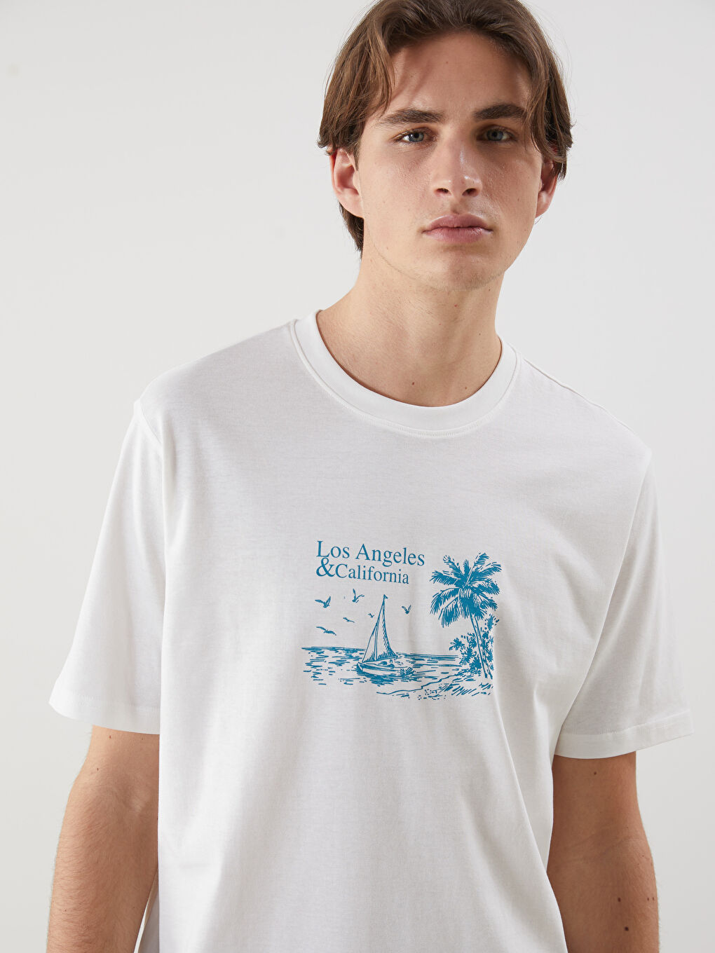 Crew Neck California Printed Jersey Men's T-Shirt -S5IL41Z8-R9J