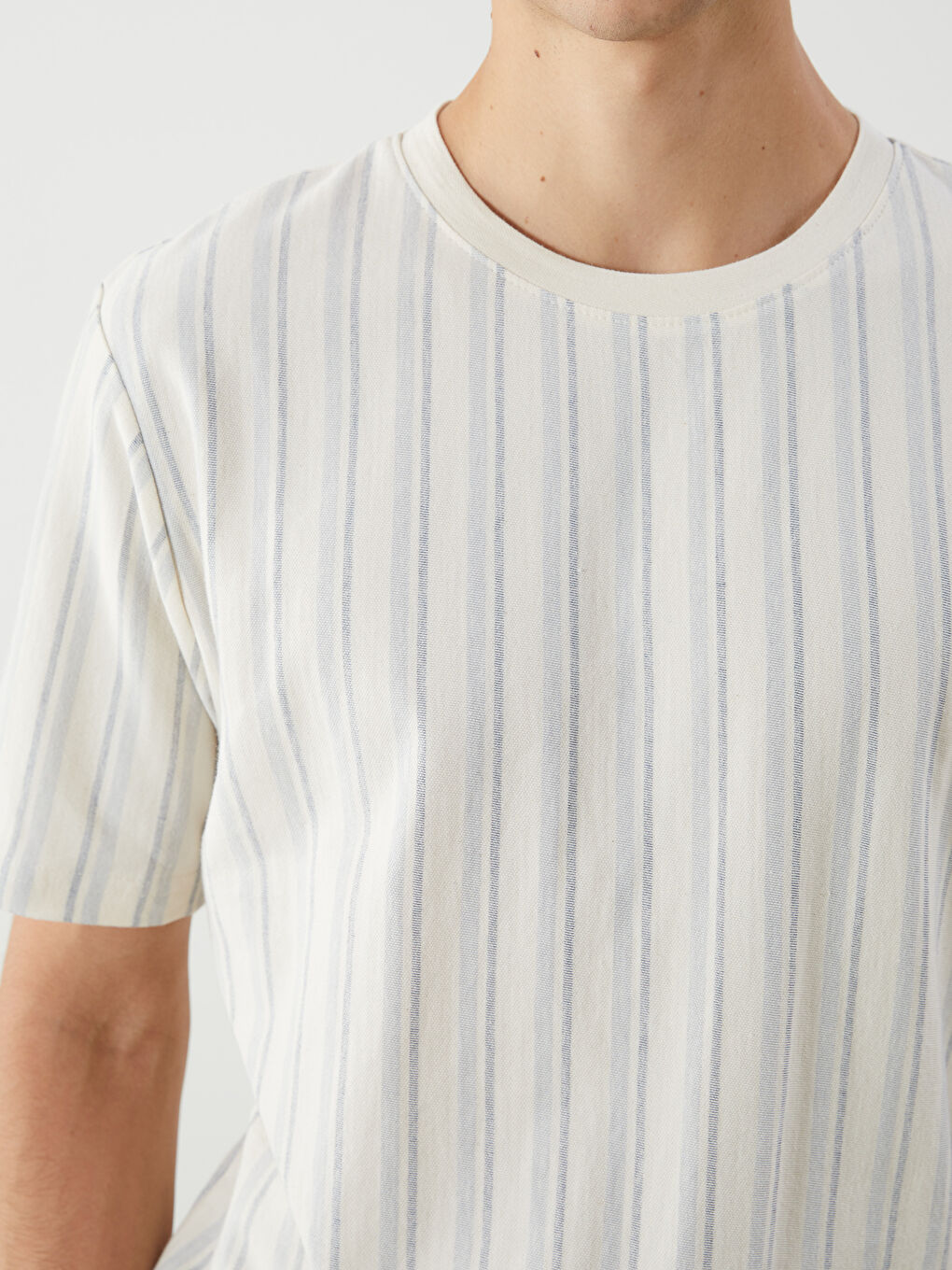 XSIDE Crew Neck Striped Jersey Men's T-Shirt -S5IL51Z8-LEN