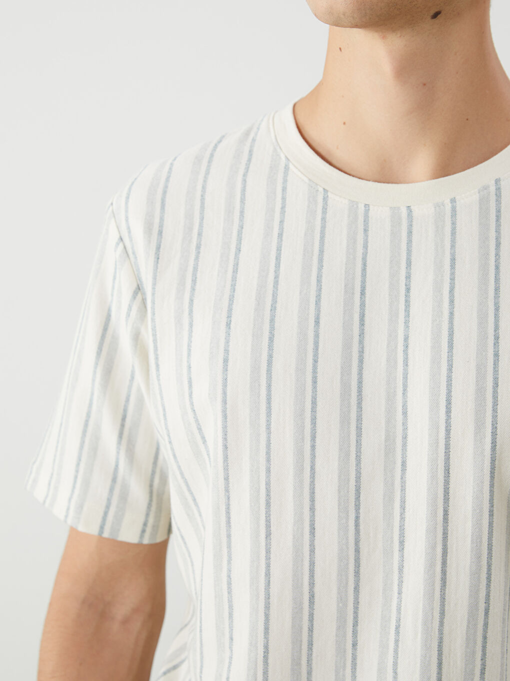 XSIDE Crew Neck Striped Jersey Men's T-Shirt -S5IL51Z8-LGD