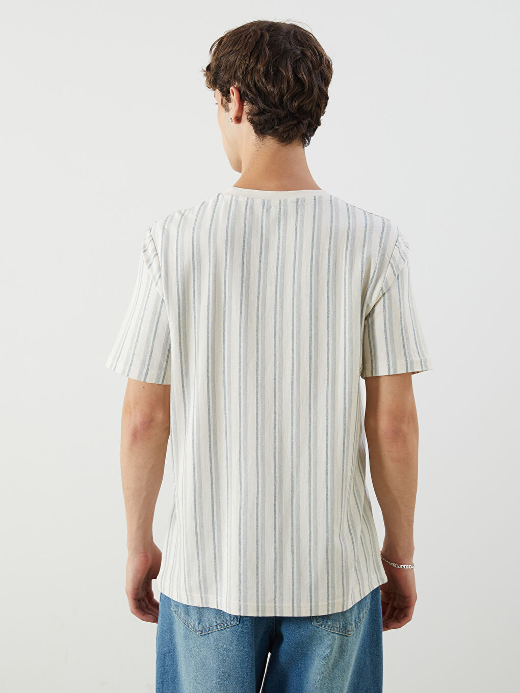 XSIDE Crew Neck Striped Jersey Men's T-Shirt -S5IL51Z8-LGD