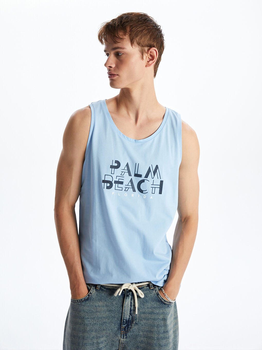 Crew Neck Printed Men's Tank Top -S5IL58Z8-QYB