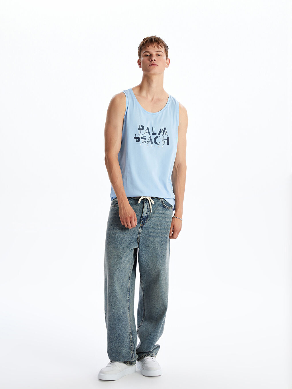 Crew Neck Printed Men's Tank Top -S5IL58Z8-QYB